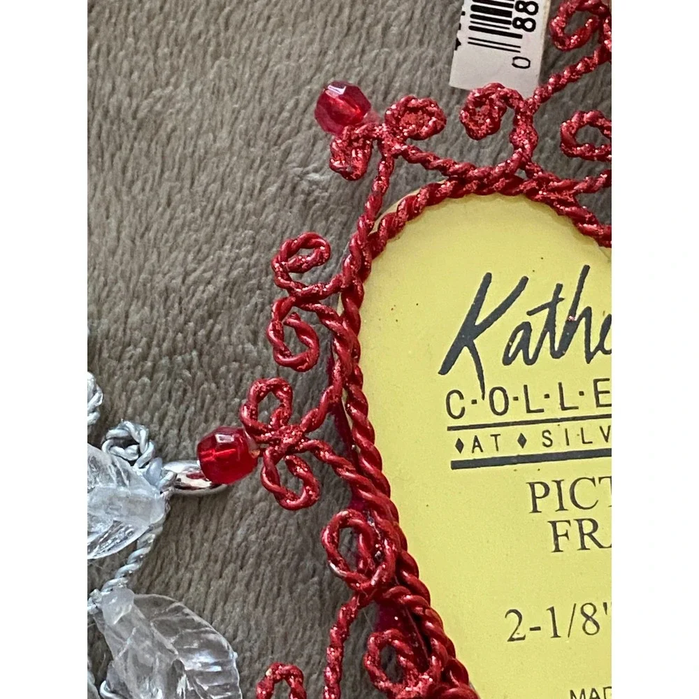 Vtg KATHERINE'S COLLECTION Heart Shaped PICTURE FRAME Christmas Ornaments ~ NEW